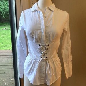 Dizzy Lizzy Classic White Button Down Blouse Size Small